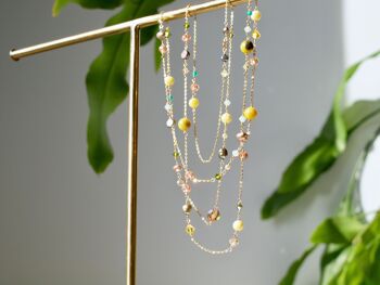 Collier long en pierres précieuses jaunes remplies d’or 14 carats, collier long transformable en bracelet empilable, bijoux interchangeables 1