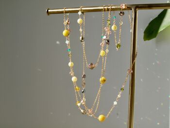 Collier long en pierres précieuses jaunes remplies d’or 14 carats, collier long transformable en bracelet empilable, bijoux interchangeables 2