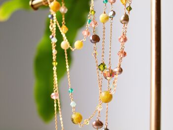 Collier long en pierres précieuses jaunes remplies d’or 14 carats, collier long transformable en bracelet empilable, bijoux interchangeables 5