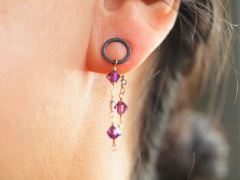 Boucles d’oreilles violettes, Black Silver Dangle, boucles d’oreilles longues interchangeables, stud dangle 4