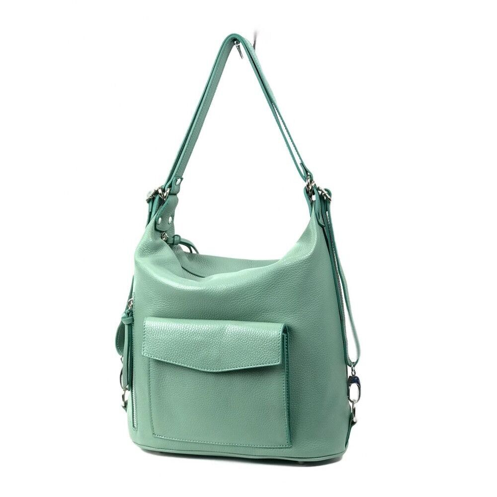 Borsa-Zaino grande in pelle da donna con tasca frontale e posteriore