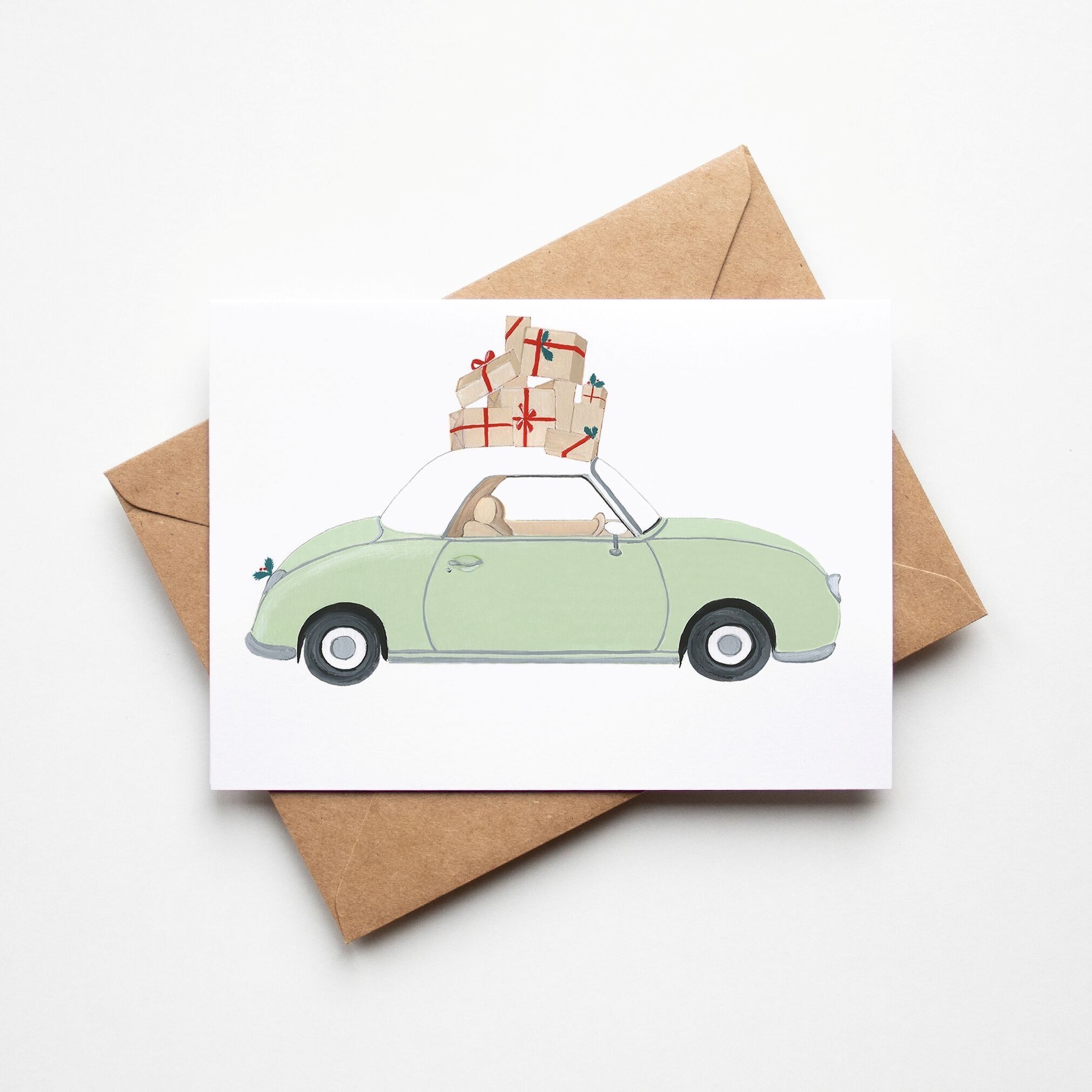 „Vintage Frohe Weihnachten“-Karte und Umschlag