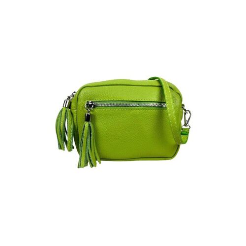 Bolso Bandolera Piel Con Bolsillo Frontal Y Flecos Decorativos Para Mujer