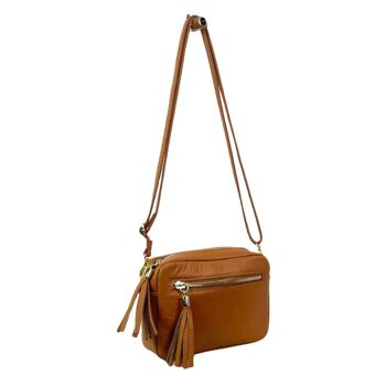 Sac à bandoulière en cuir avec poche avant et franges décoratives pour femme 4