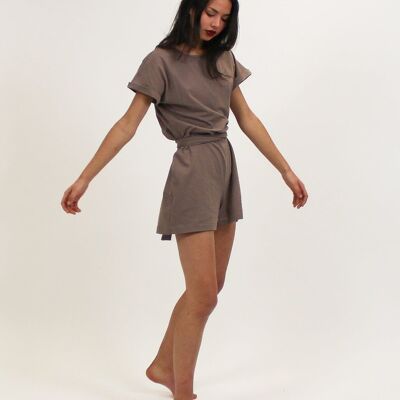 Taupe gray tee-short playsuit