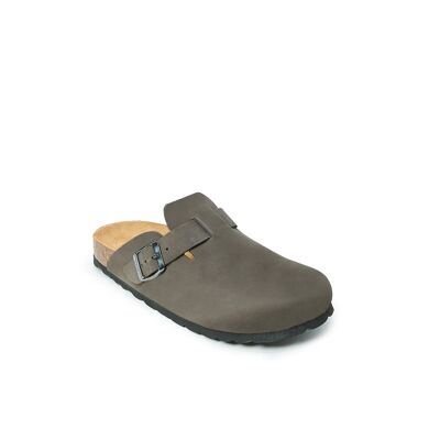 NOE slipper in gray leather for women. Supplier code MI1038