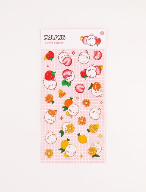 Planche stickers 3D Molang TUTTI FRUTTI