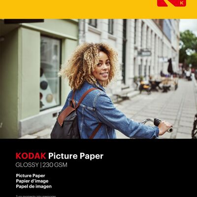 KODAK - 100 fogli di carta fotografica 230g/m², lucida, formato A6 (10x15 cm), stampa Inkjet - 9891164 Bianco