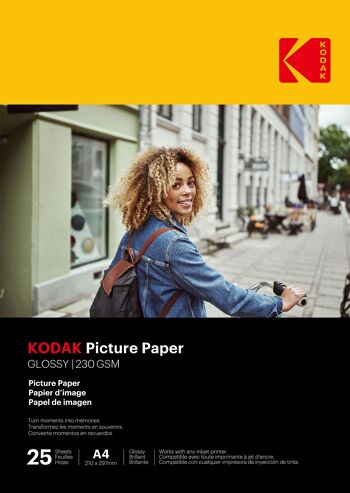 KODAK - 100 feuilles de papier photo 230g/m², brillant, Format A6 (10x15 cm), Impression Jet d'encre - 9891164 Blanc 1
