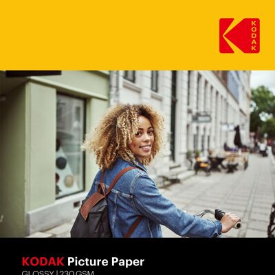 KODAK - 100 feuilles de papier photo 230g/m², brillant, Format A6 (10x15 cm), Impression Jet d'encre - 9891164 Blanc