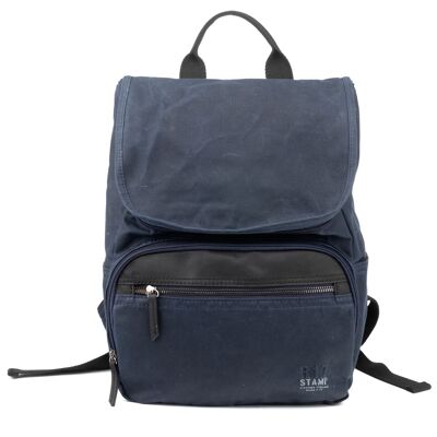 STAMP ST1821 backpack, men, waxed canvas, blue