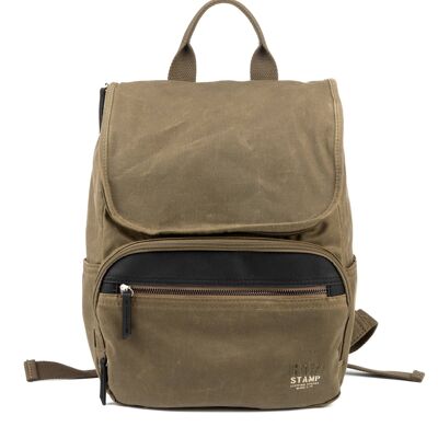 STAMP ST1821 Rucksack, Herren, gewachstes Canvas, Khaki-Farbe