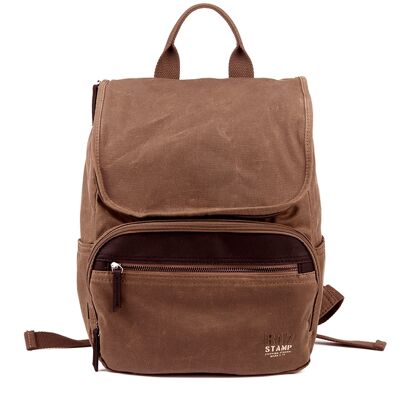 Mochila STAMP ST1821, hombre, lona encerada, color taupe