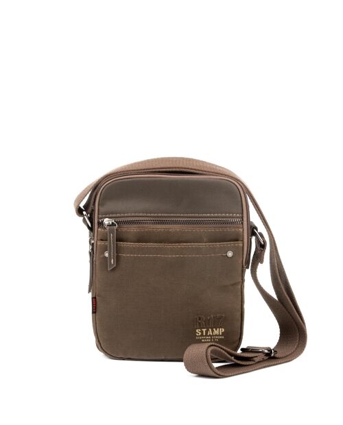 Bolso bandolera STAMP ST1824, hombre, lona encerada, color taupe