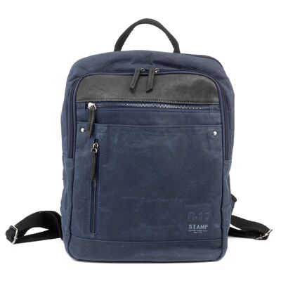 STAMP ST1828 backpack, men, waxed canvas, blue