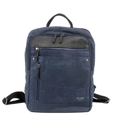 STAMP ST1828 backpack, men, waxed canvas, blue