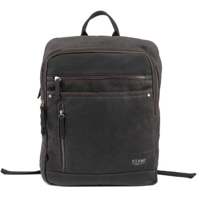 STAMP ST1828 backpack, men, waxed canvas, gray