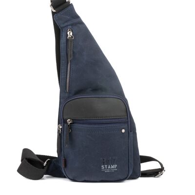 STAMP ST1829 crossbody backpack, men, waxed canvas, blue