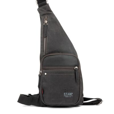 STAMP ST1829 Crossbody Backpack, Men, Waxed Canvas, Gray