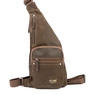 STAMP ST1829 crossbody backpack, men, waxed canvas, taupe color