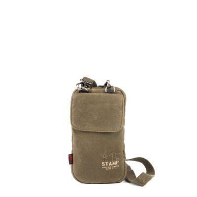 STAMP ST1831 mobile phone holder, man, waxed canvas, khaki color