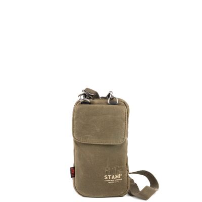 STAMP ST1831 mobile phone holder, man, waxed canvas, khaki color