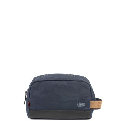 STAMP ST1833 toiletry bag, men, waxed canvas, blue