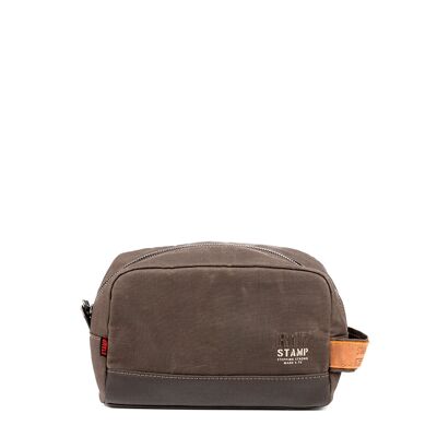 STAMP ST1833 toiletry bag, men, waxed canvas, gray