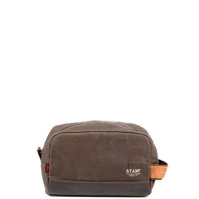 STAMP ST1833 toiletry bag, men, waxed canvas, gray