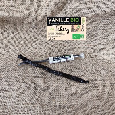 2 organic Madagascar Vanilla pods - Tube of 2 pods 12 g (x10)