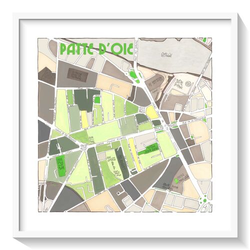 AFFICHE illustration du Plan du Quartier PATTE D'OIE, TOULOUSE