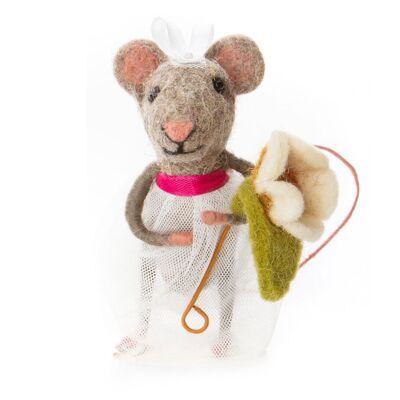 Felted Bride Wedding Mouse