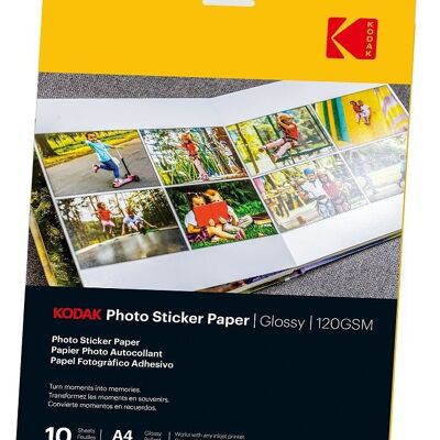 KODAK Fotoaufkleberpapier A6 X20 | Glanz 120 g/m² – 21,6 x 27,9 cm.