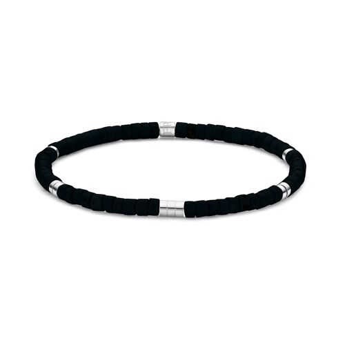 Matte Steel With Natural Beads Bracelet