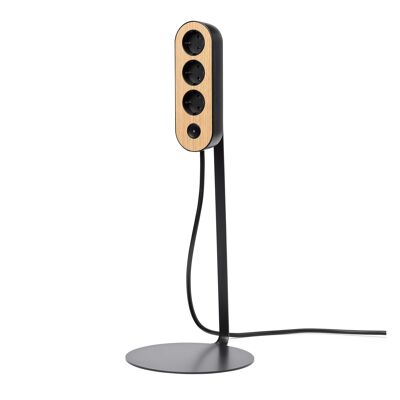 Premium Design 3-Fach Steckdosenleiste mit Stand (An/Aus-Knopf mit weißer LED/2,8m) et Deckeiste aus Holz