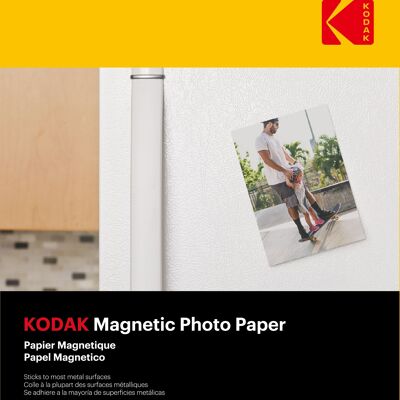 Papel Fotográfico Magnético KODAK - Paquete de 5 Hojas de Papel Fotográfico - Formato 10 x 15 cm - Compatible con impresoras de inyección de tinta