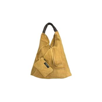 Grand sac à bandoulière en croûte de cuir pour femme avec sac à main supplémentaire 7