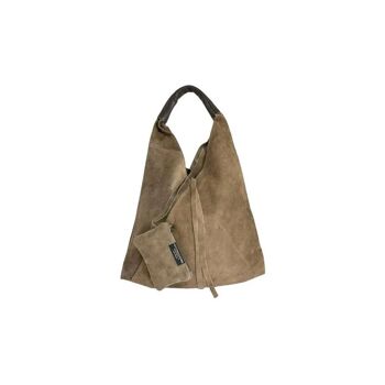 Grand sac à bandoulière en croûte de cuir pour femme avec sac à main supplémentaire 8