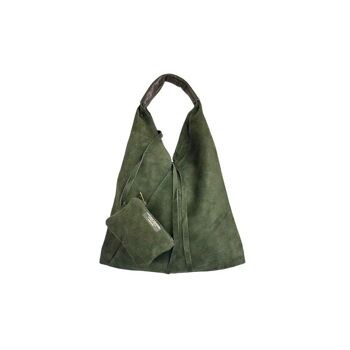 Grand sac à bandoulière en croûte de cuir pour femme avec sac à main supplémentaire 11