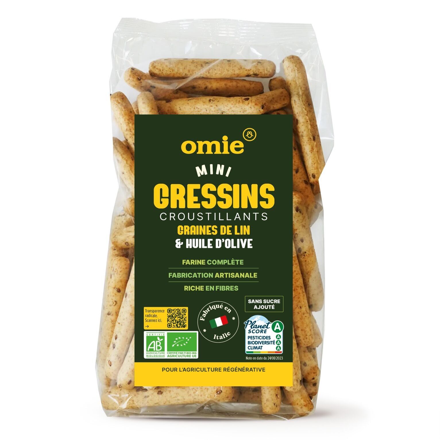 Palitos de pan de linaza orgánicos - ingredientes italianos - 200 g