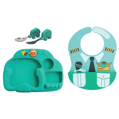 Marcus & Marcus Creativeplate Set da pranzo per bambini “Little Pilot” – Ollie