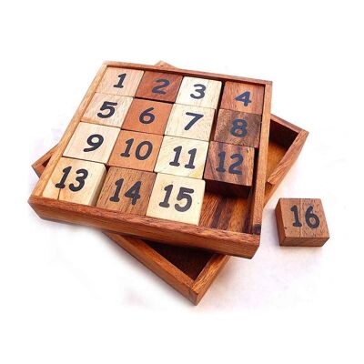 Logic Giochi Wooden 2 in 1 Puzzle 15+16, LG125, 12x12x3cm