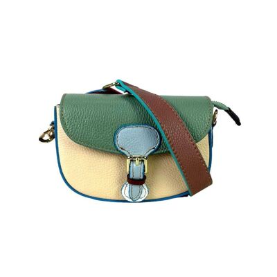 Multicolor Leather Shoulder Bag for Women with Flap and Zipper