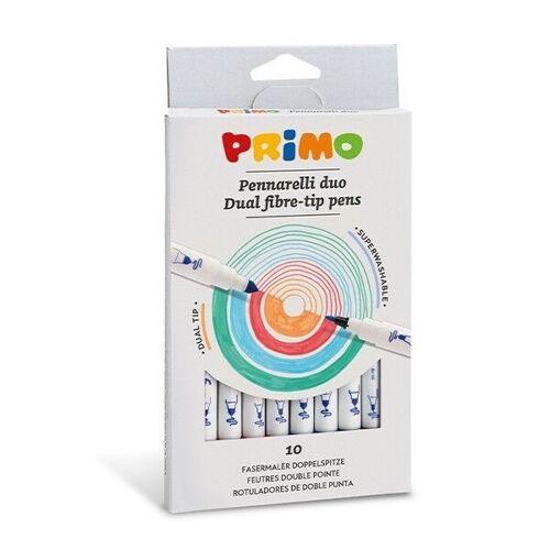 Primo Dual Tipped Fibre tipped pens, box of 10