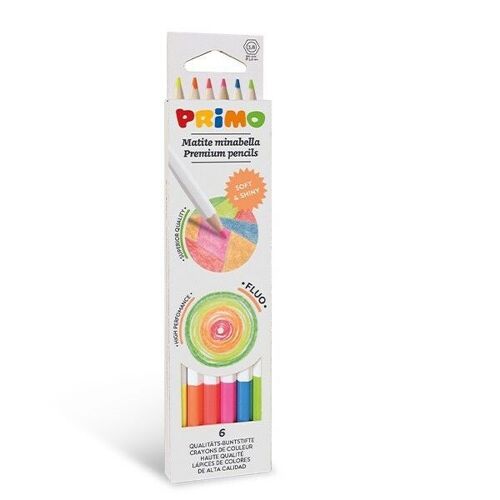 Primo Mirabella 6 fluorescent coloured pencils