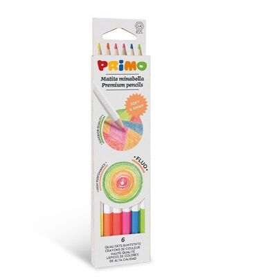 Primo Mirabella 6 lápices de colores fluorescentes