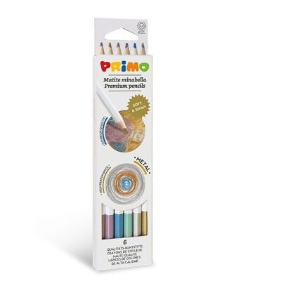 Primo Mirabella 6 crayons de couleur métalliques