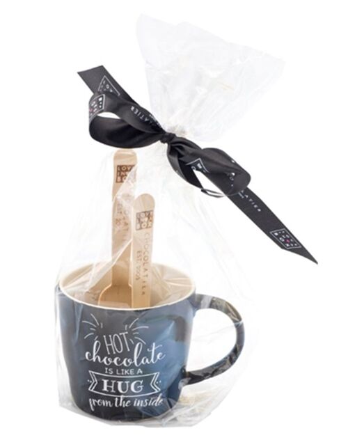 Love in a Box Mug with 2x Hot Chocolate Spoons Milk Chocolate