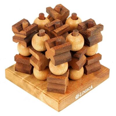 Gioco di logica Giochi in legno 3D Tic Tac Toe, LG138, 10.5×10.5x10cm