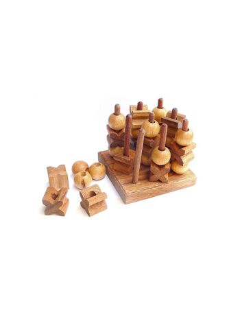 Jeu de logique Giochi en bois 3D Tic Tac Toe, LG138, 10,5 × 10,5 x 10 cm 2